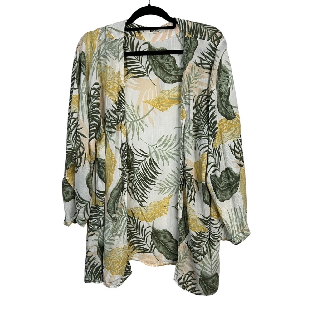 Rip Curl Women's Coastal Palms Kimono White/Green - Size XL